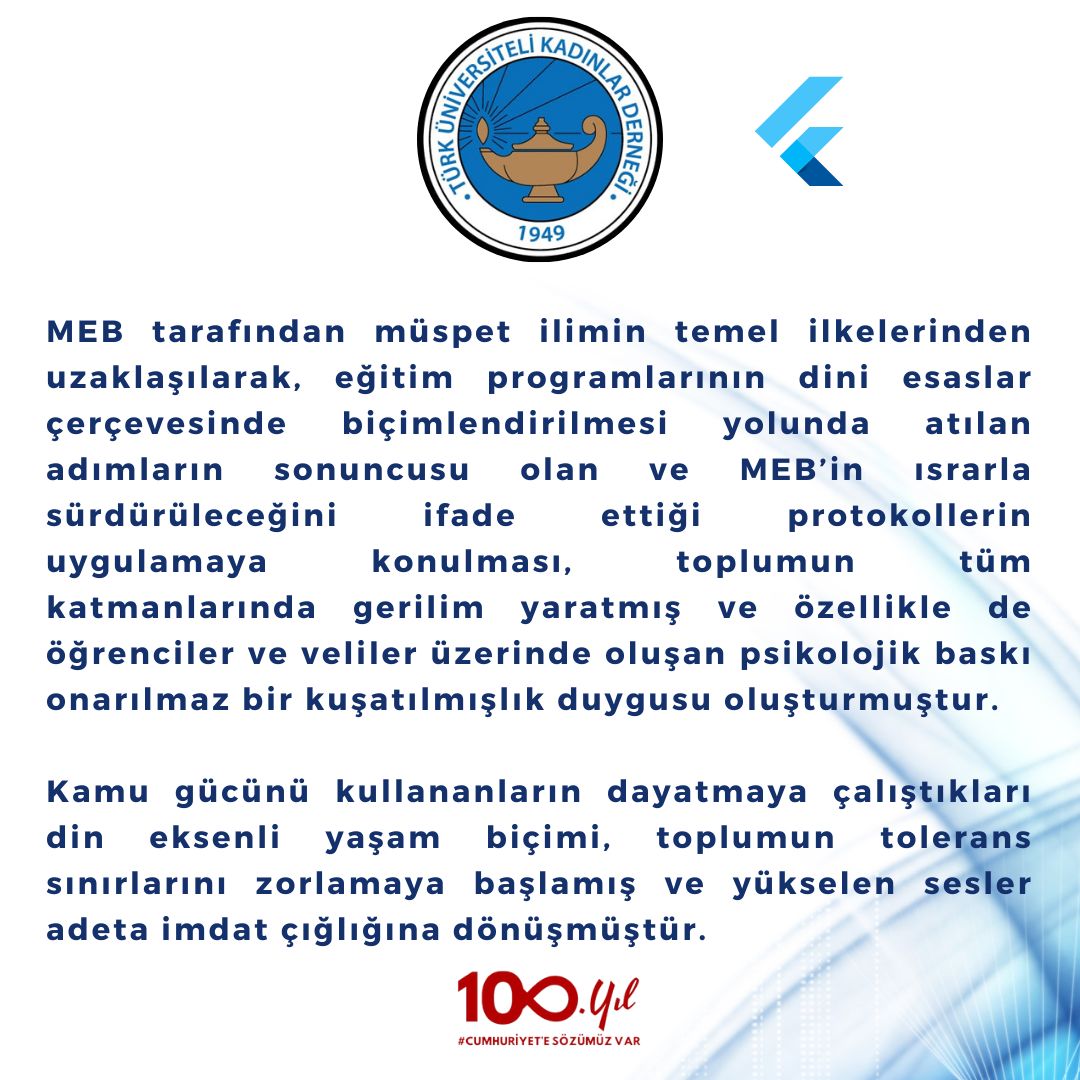 Türkiye Üniversiteli Kadınlar Derneği'nden Milli Eğitim Bakanı'na Tarikat Ve Cemaatlerle Işbirliği Tepkisi! (2)