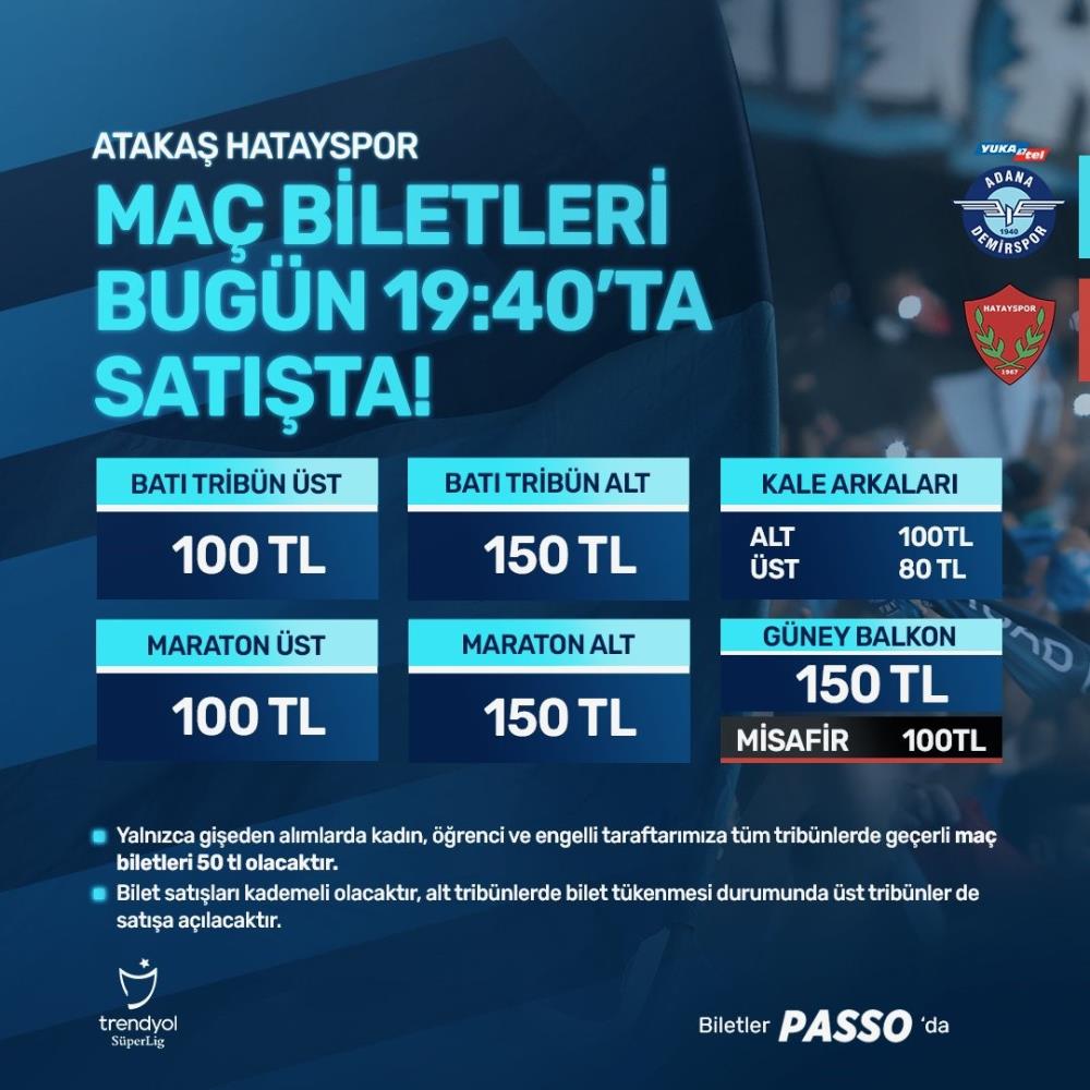 Adana Demirspor Hatayspor maçının biletleri satışa çıktı