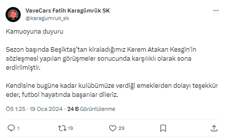 Karagümrük Kerem Atakan Kesgin ile yollarını ayırdı