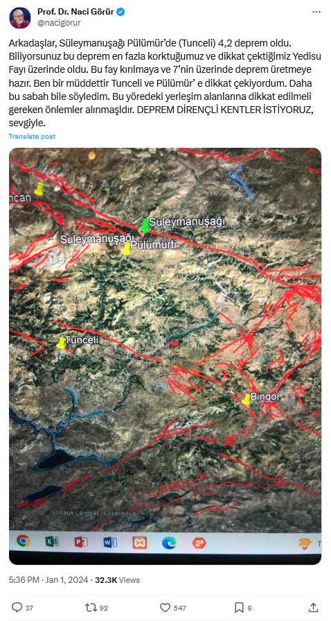 Naci Görür'den 7'Nin Üzerinde Deprem Uyarısı! O Fayın Kırılmaya Hazır Olduğunu Söyledi