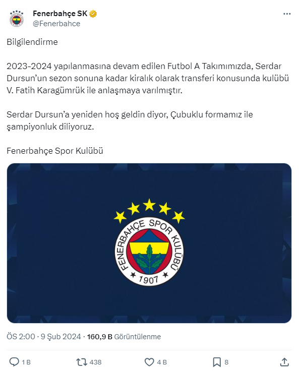 Fenerbahçe'den transfer hamlesi: Serdar Dursun kulüp değiştiriyor