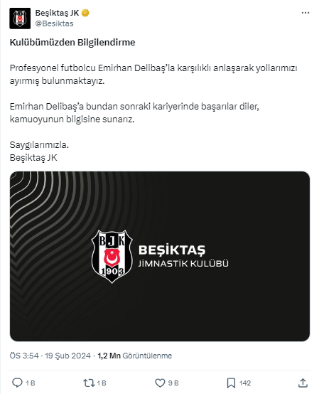 Beşiktaş Emirhan Delibaş ile yollarını ayırdı