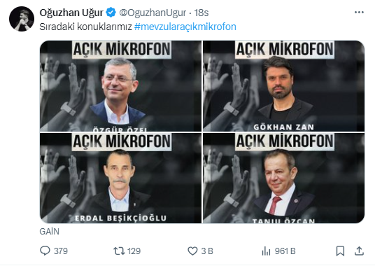 Oğuzhan Uğur Mevzular Açık Mikrofon Programı İçin Konukları Açıkladı