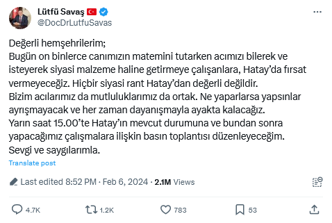 Lütfü Savaş'tan Açıklama Geldi