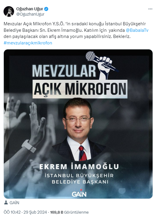 Ekrem İmamoğlu Mevzular Açık Mikrofon'a konuk oluyor