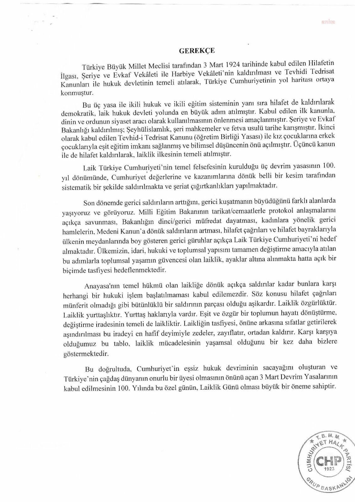 TBMM Başkanı Kurtulmuş CHP Milletvekilinin 'Laiklik Günü' teklifini iade etti