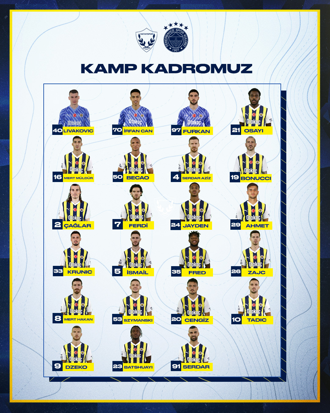 Fenerbahçe'nin Hatayspor maçı kadrosu açıklandı