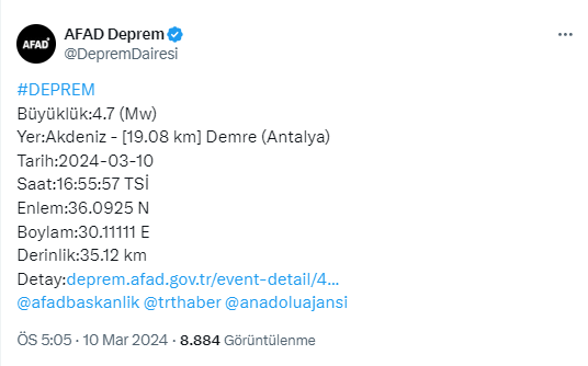 Afat Açıkladı Antalya Depremü