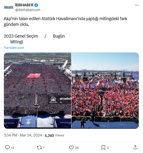 Screenshot 2024 03 24 At 16 15 02 (1) İbbhaber On X Akp’nin Talan Edilen Atatürk Havalimanı’nda Yaptığı Mitingdeki Fark Gündem Oldu. 2023 Genel Seçim Bugün Mitingi Https T.co U2L5Dflque X