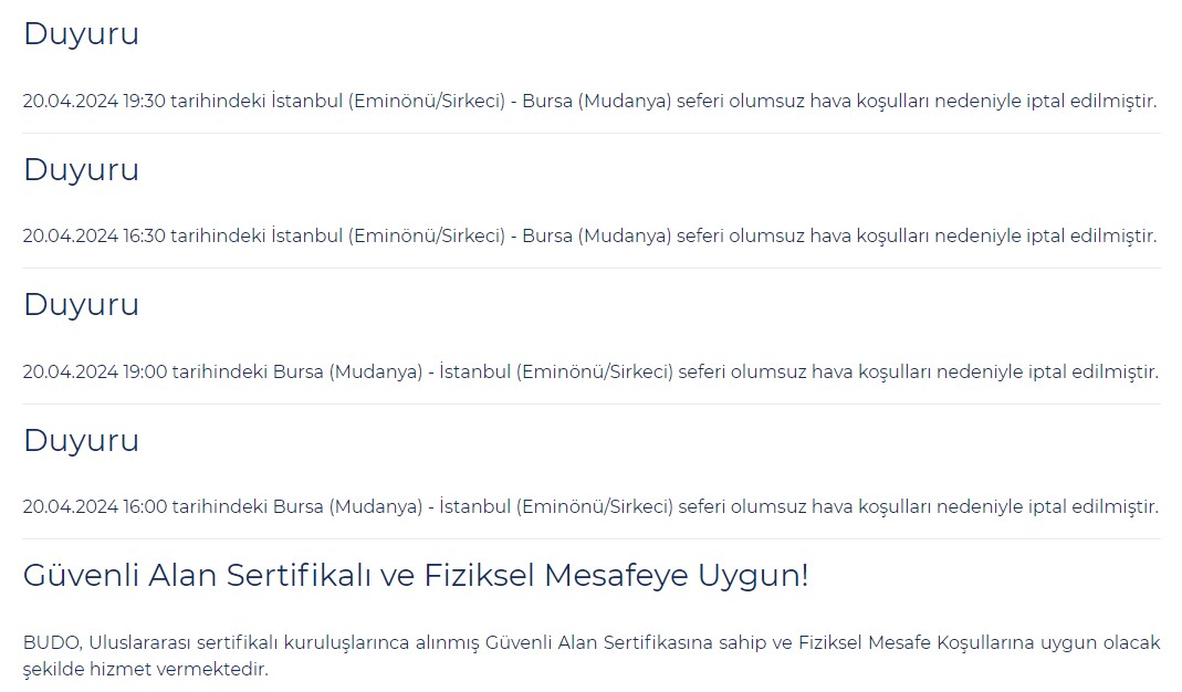 Marmara'da fırtına: BUDO seferleri iptal edildi