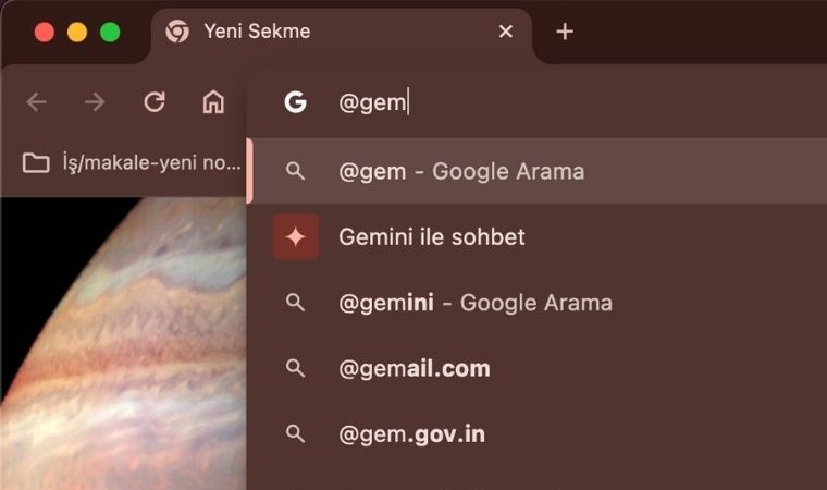 Google yapay zeka modeli Gemini'yi Chrome adres çubuğuna taşıdı