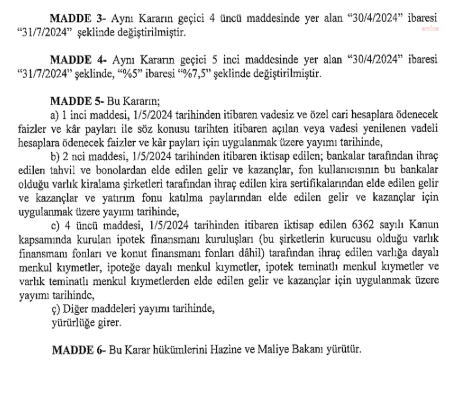 Resmi Gazete'de yayımlandı: TL mevduat hesapları için vergi düzenlemesi!