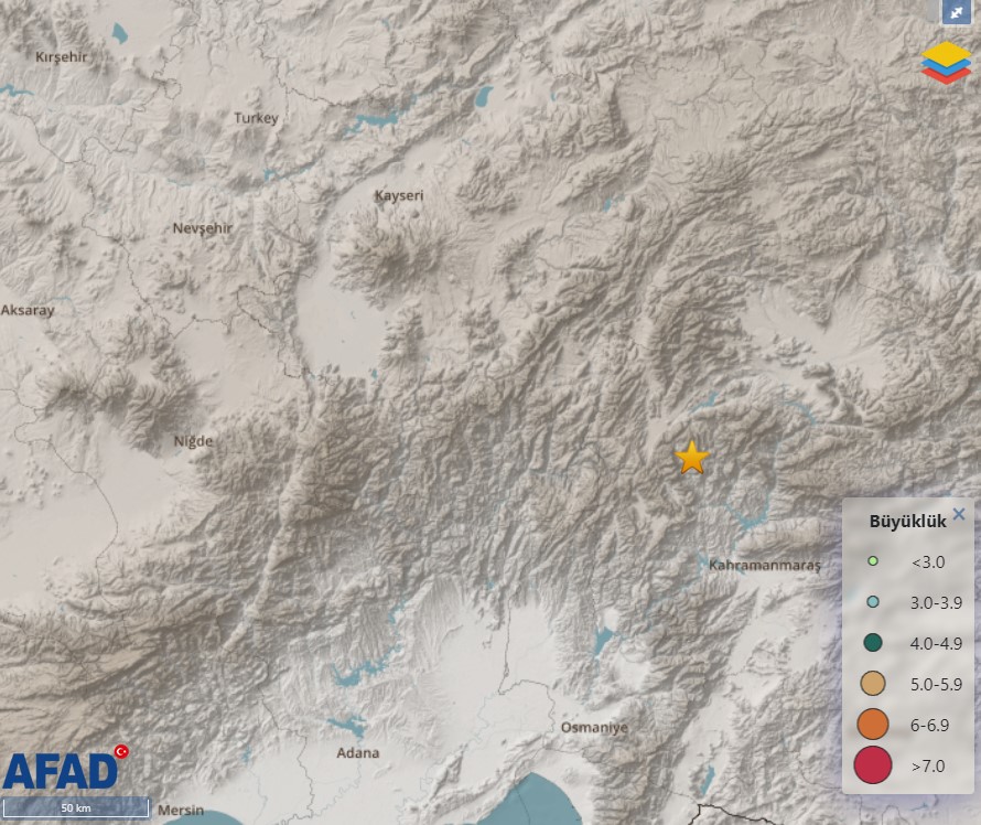 Kahramanmaraş'da deprem meydana geldi