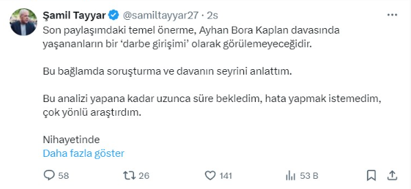 Eski AKP'li vekil Şamil Tayyar Ayhan Bora Kaplan soruşturması hakkında açıklama yaptı