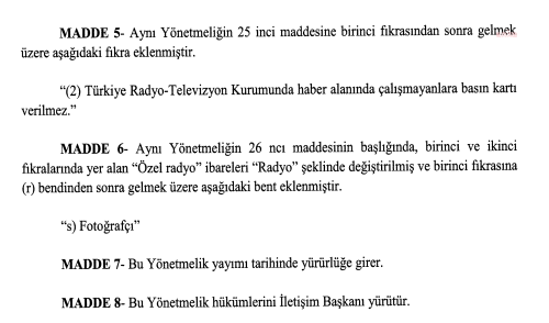 Resmi Gazete'de yayımlandı: Basın kartı yönetmeliğinde değişiklik