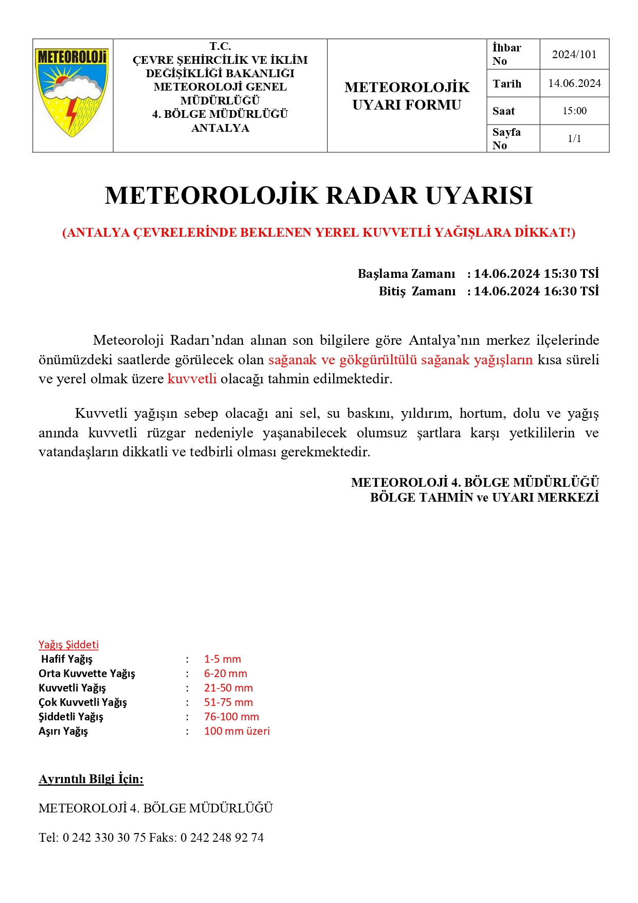 Meteorolojik uyarı: Antalya'da kuvvetli yağışlara karşı dikkat!