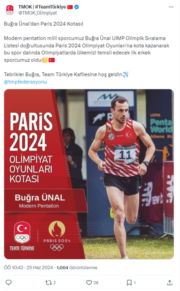 Buğra Ünal'dan tarihi başarı Paris 2024 kotası aldı