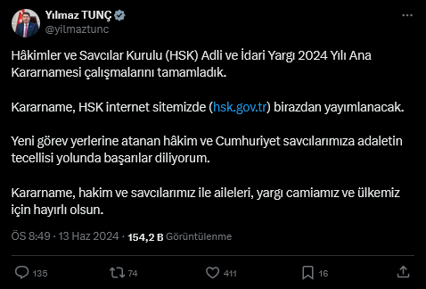 Screenshot 2024 06 13 At 22 31 28 (16) X'te Yılmaz Tunç Hâkimler Ve Savcılar Kurulu (Hsk) Adli Ve İdari Yargı 2024 Yılı Ana Kararnamesi Çalışmalarını Tamamladık. Kararname Hsk Internet S[...]