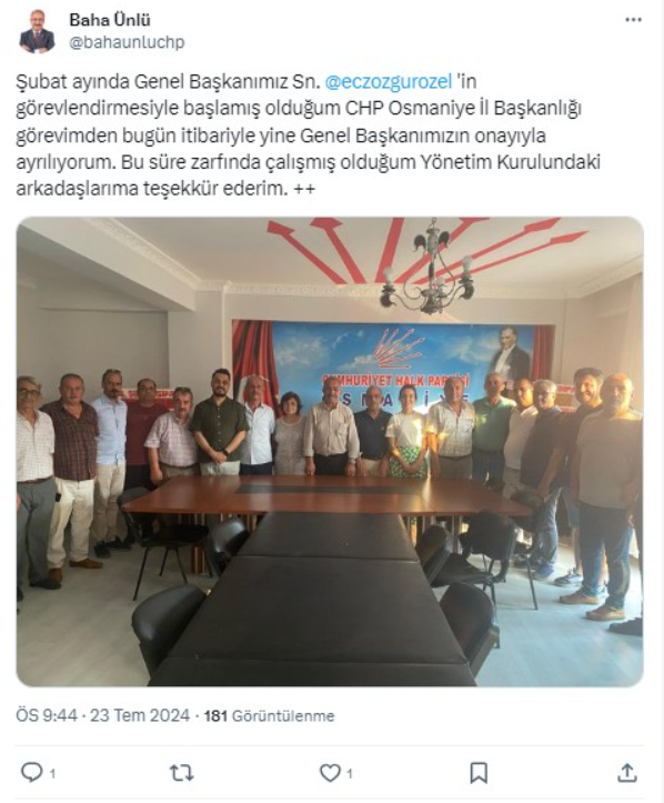 CHP'li İl Başkanı Görevinden İstifa Etti