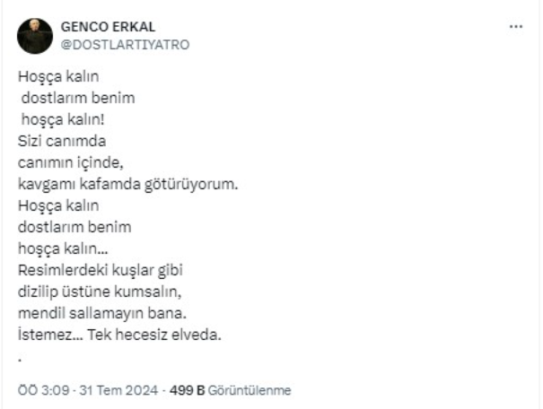 Türk Tiyatrosunun Efsanesi Genco Erkal Hayatını Kaybetti