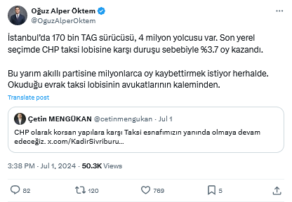 Oğuz Alper Öktem'den Chp'li Mengükan'a Taksi Çıkışı 'Yarım Akıllı'  2