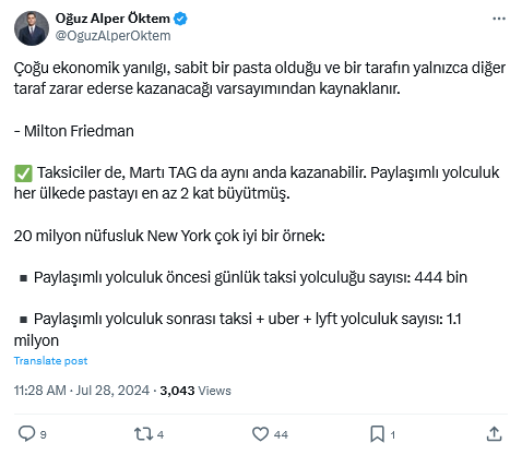 Paylaşımlı Yolculuk Pastayı Büyütüyor Mu Oğuz Alper Öktem Paylaştı 2