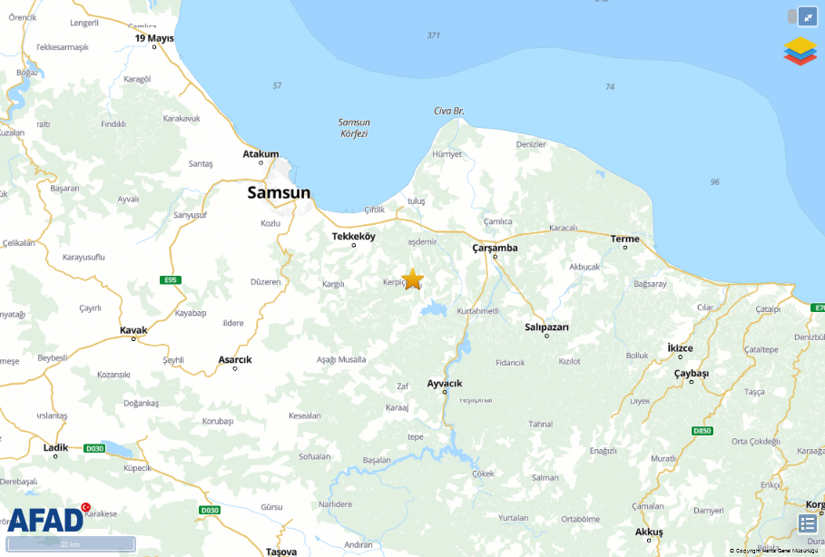 Samsun'da Deprem Oldu! İşte Merkez Üssü  2