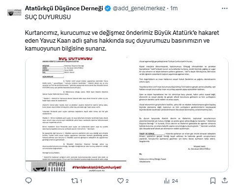 Add'den Atatürk'e Çirkin Saldırıya Suç Duyurusu 2