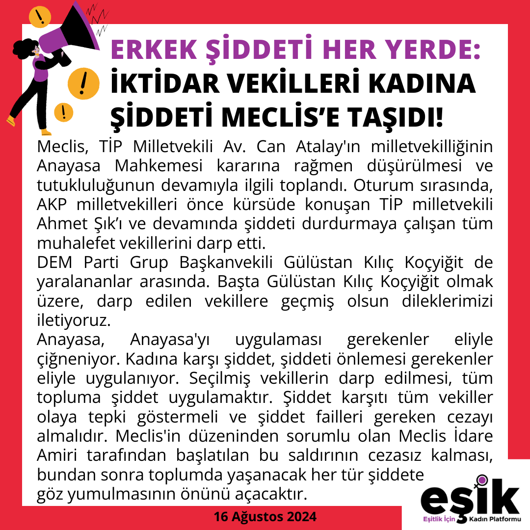 Eşitlik İçin Kadın Platformu'ndan sert tepki! 'Kadına şiddet Meclis’e taşındı'