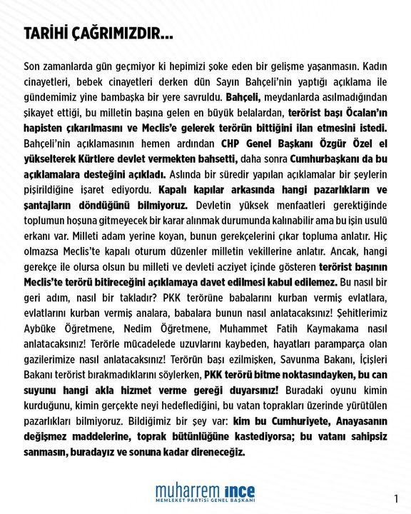 Bahçeli'nin Öcalan Açılımına İnce'den Tarihi İttifak Çağrısı Result