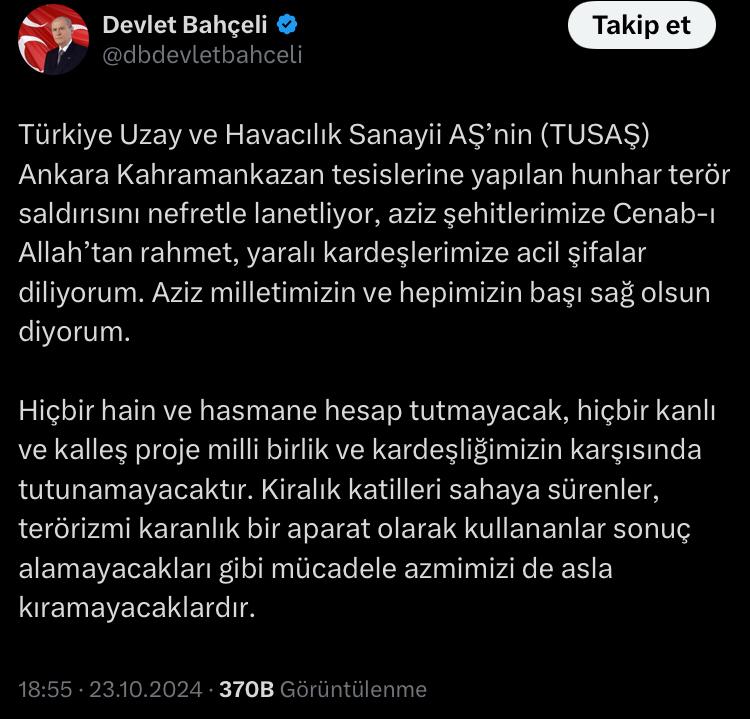 Devlet Bahçeli: ''Terörle mücadele de kararlılıkla sürecek''