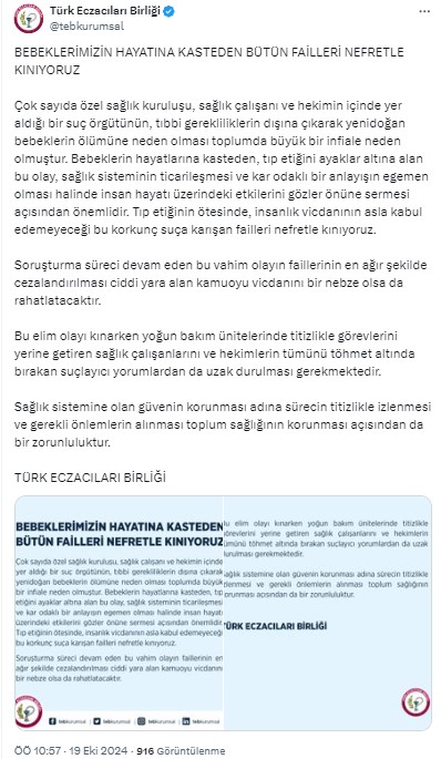 Eczacılar Birliği'nden Yenidoğan Çetesi Açıklaması 2