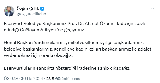 Esenyurt Belediye Başkanı Ahmet Özer Adliyeye Sevk Edildi