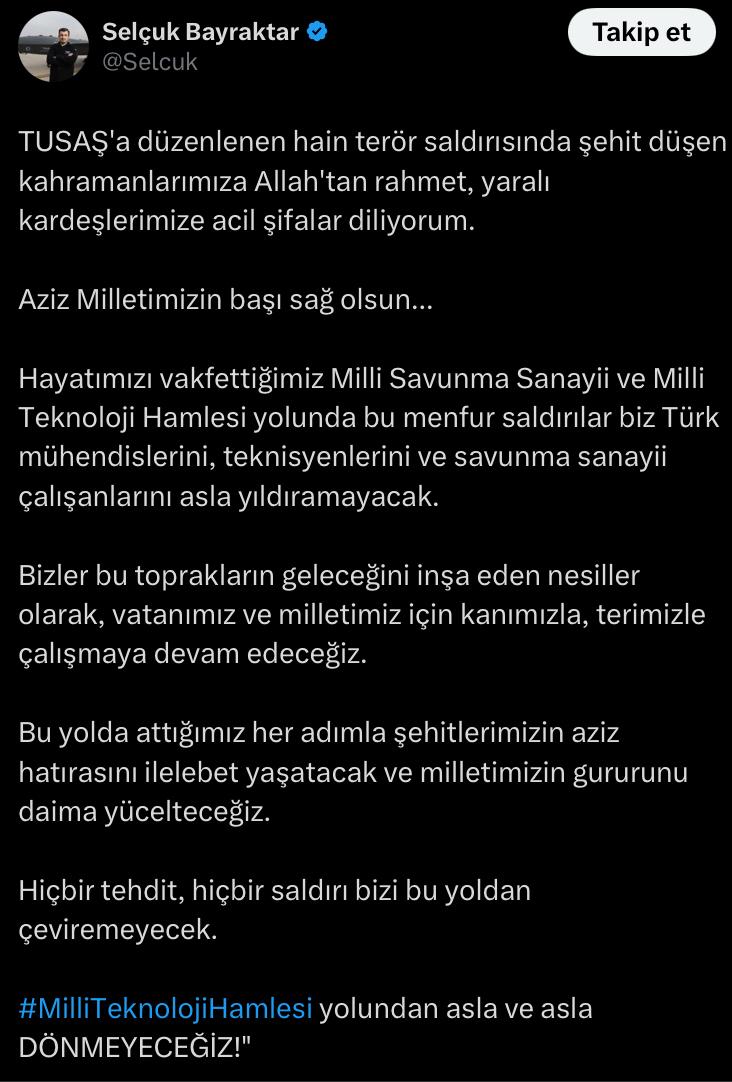 Selçuk Bayraktar: ''Bu saldırılar bizi asla yıldıramayacak''