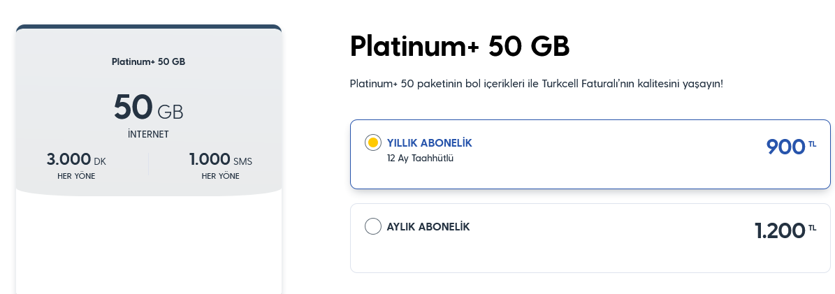 Turkcell Platinum+ 50 Gb