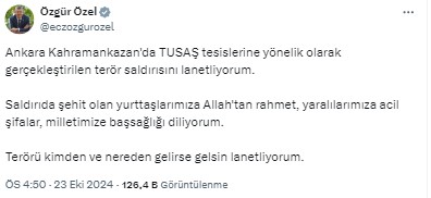 Tusaş Saldırısından Sonra Siyasilerden Paylaşımlar Terör Ile Müzakere Edilmez 22