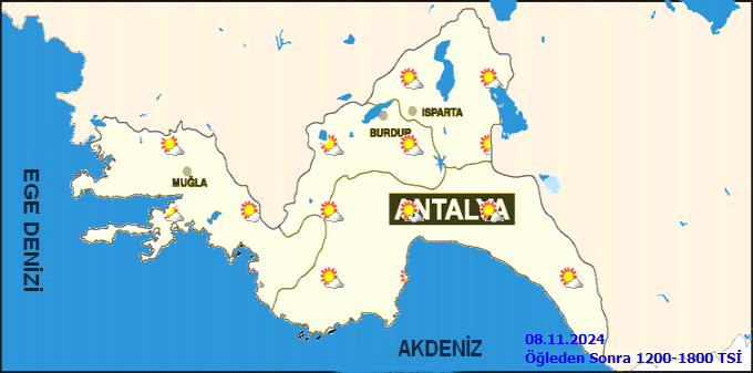 8 Kasım 2024 Antalya Burdur Isparta Muğla Hava Durumu  3