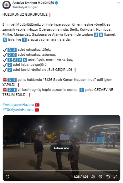 Antalya'nın 7 İlçesinden Cephanelik Çıktı 2