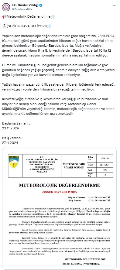 Burdura Soğuk Hava Dalgası Geliyor Isı 12 Derece Birden Düşecek 2