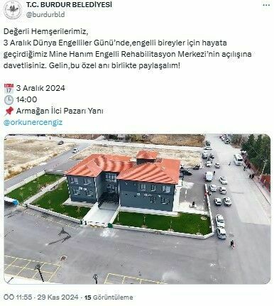 Burdurda Mine Hanım Engelli Rehabilitasyon Merkezi Açılıyor  2