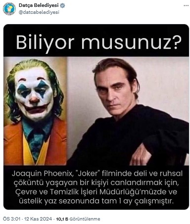 Datça Belediyesi'nden Joker Paylaşımı  2