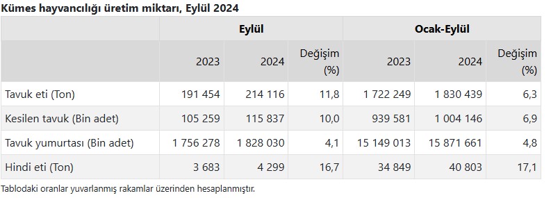 TÜİK Açıkladı: Tavuk Eti ve Yumurtası Üretiminde Artış