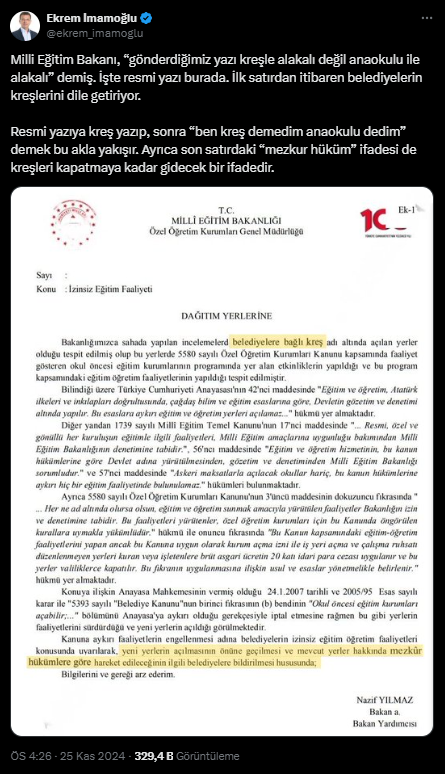 Ekrem İmamoğlu’ndan Bakan Yusuf Tekin’e Belgeli Yanıt!