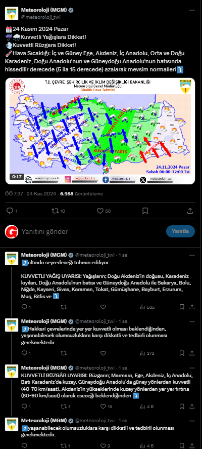 Meteoroloji Uyardı! Kuvvetli Yağış ve Rüzgar