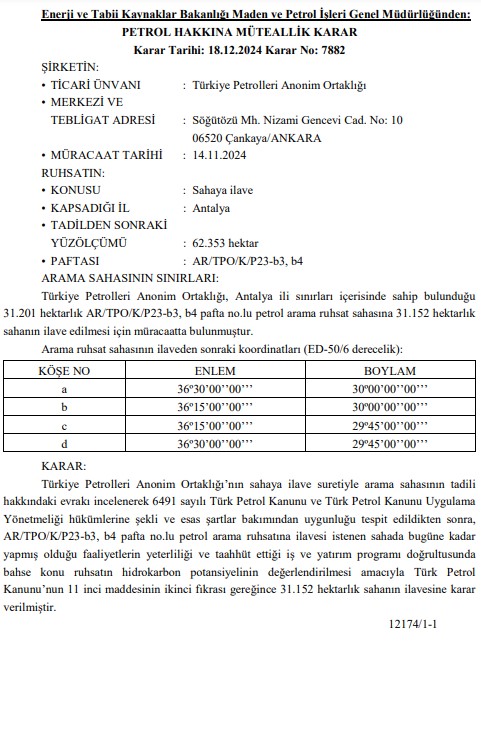 Antalya'daki Petrol Arama Sahası 2 Katına Çıkarıldı 2