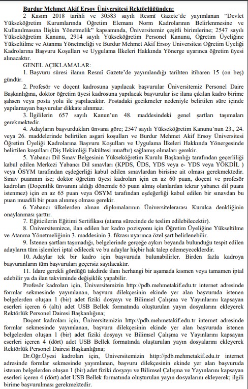 Burdur Makü 12 Öğretim Üyesi Alacak! İşte Kadrolar Ve Başvuru Şartları 2