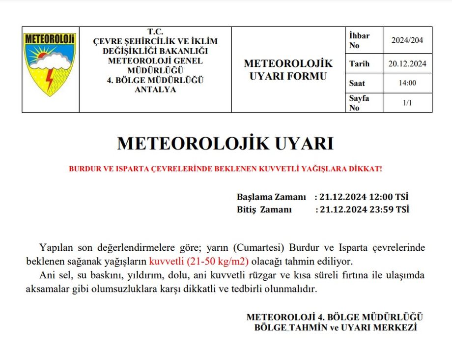 Burdur Ve Isparta İçin Kuvvetli Yağış Uyarısı 2 Result