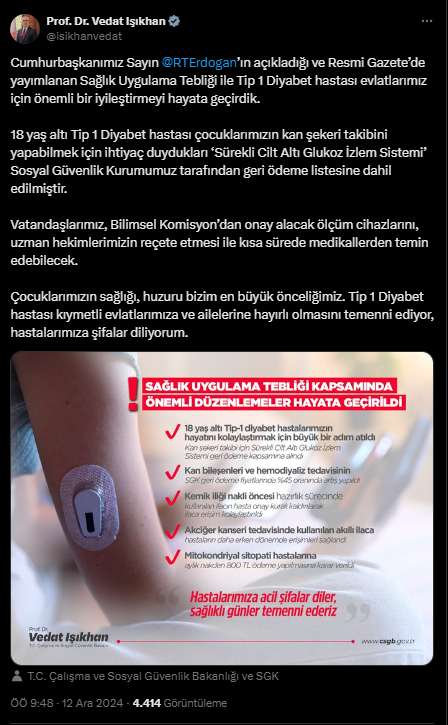 Diyabet Hastası Çocuklar İçin Şeker Ölçüm Cihazı Geri Ödeme Listesine Alındı