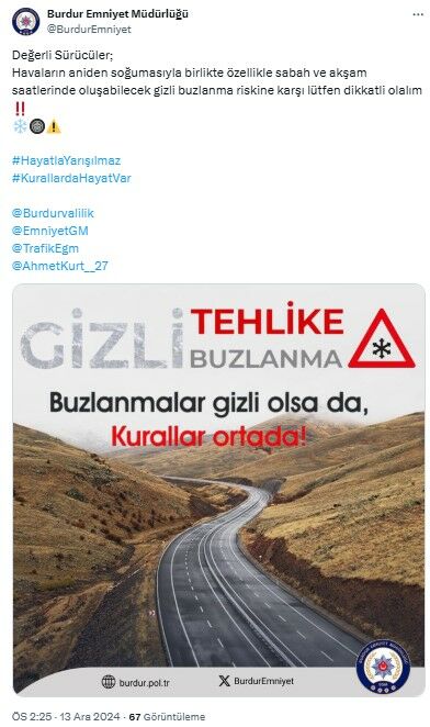 Emniyetten Burdurlu Sürücülere Gizli Buzlanma Uyarısı  2