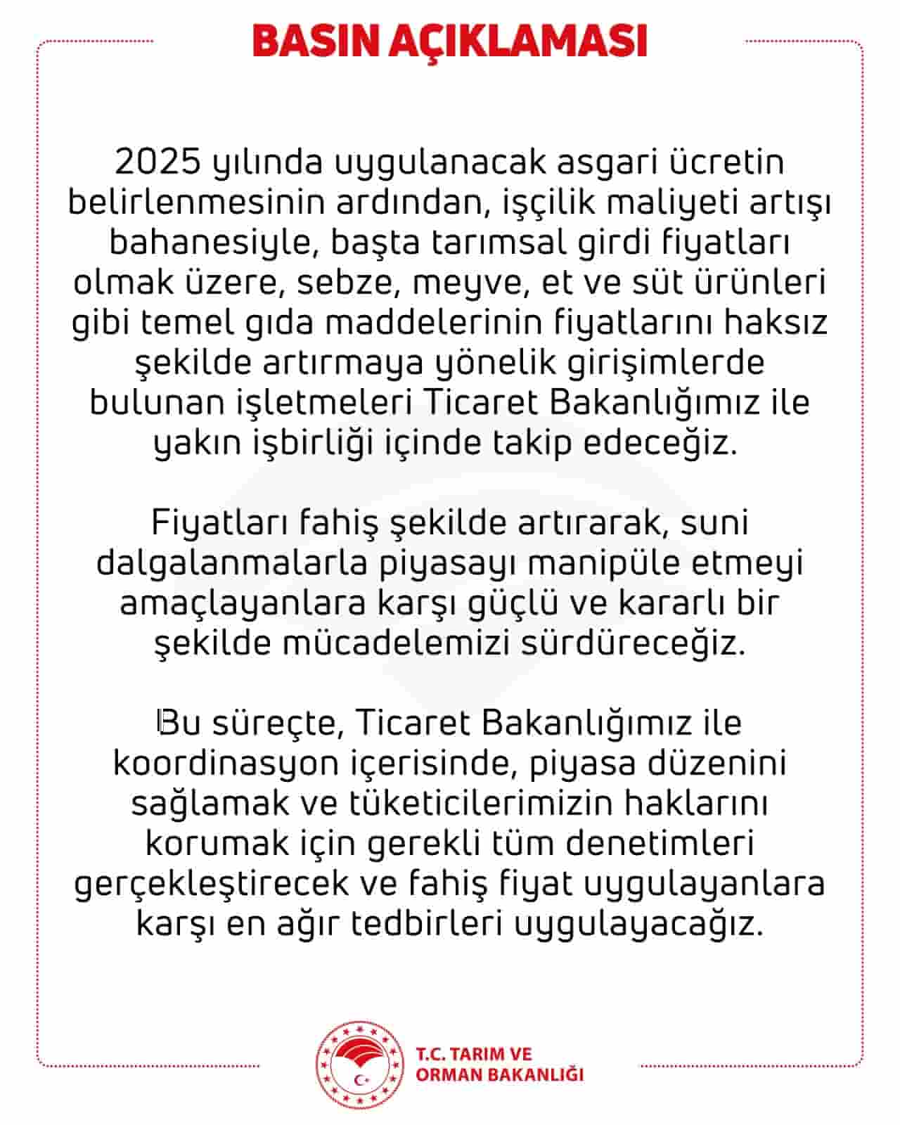 Asgari Ücret Zammı Sonrası Fırsatçılara Göz Açtırılmayacak! “Tamahkarlığa İzin Vermeyeceğiz”